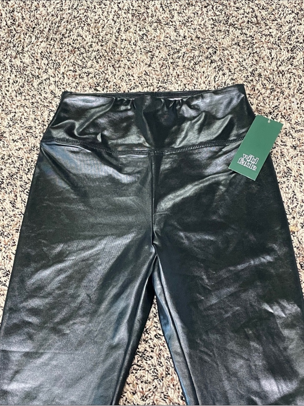 wild fable Black Faux Leather Leggings High Rise Full Length XXS | NWT - Picture 2 of 4